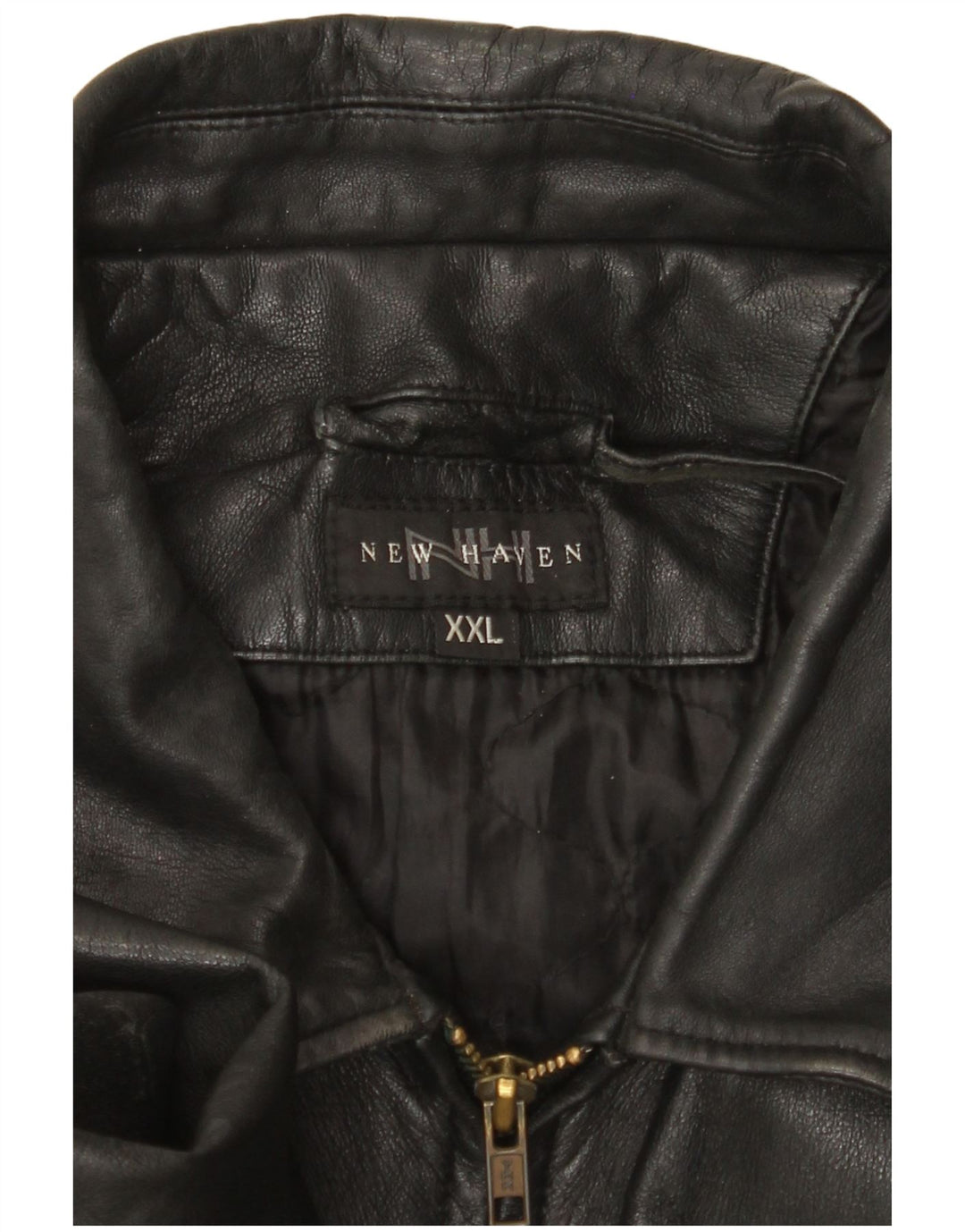 VINTAGE Chaqueta de cuero para hombre Reino Unido 44 2XL Negro