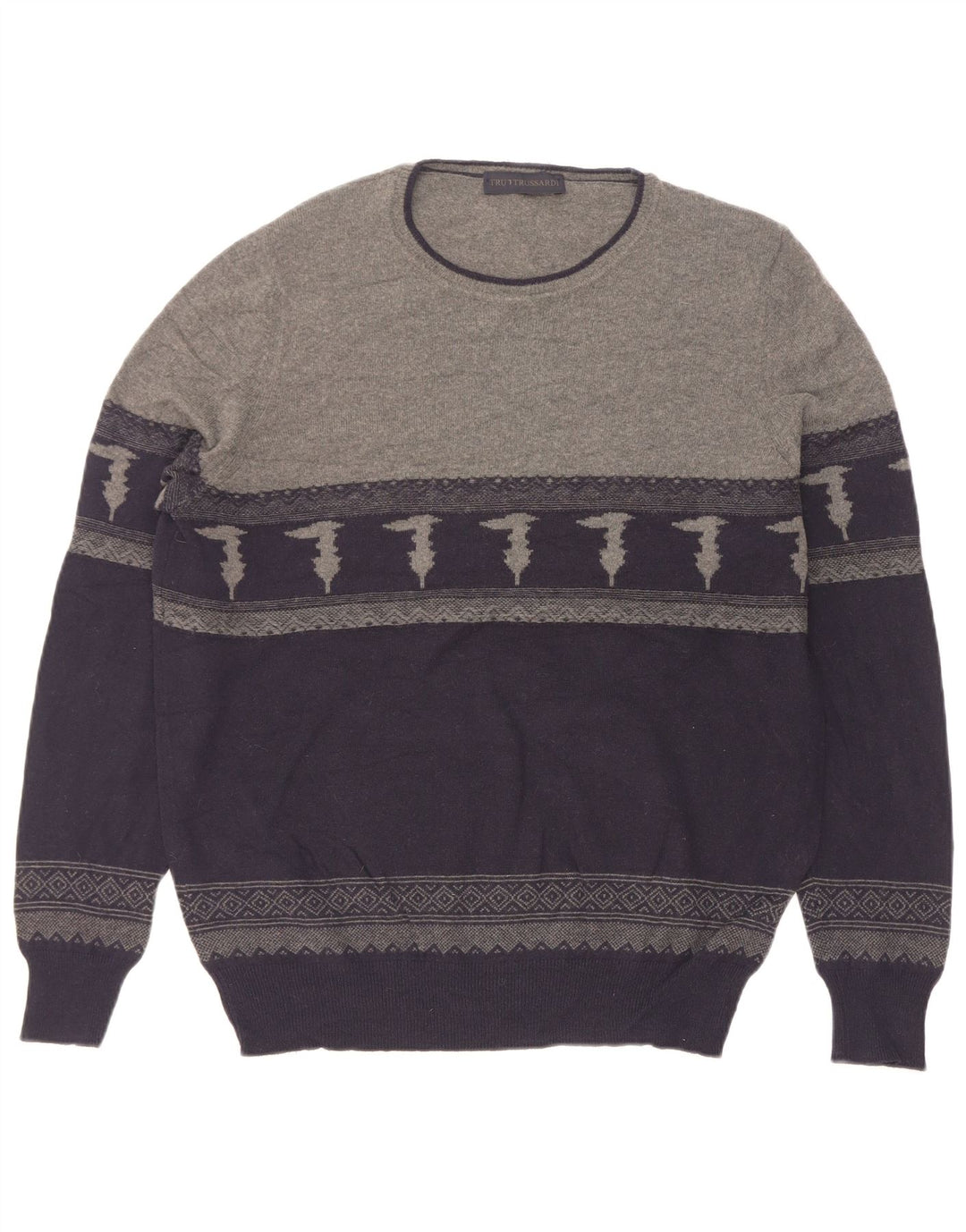 Trussardi Jersey Con Cuello Barco Hombre Azul Marino Medio Colorblock