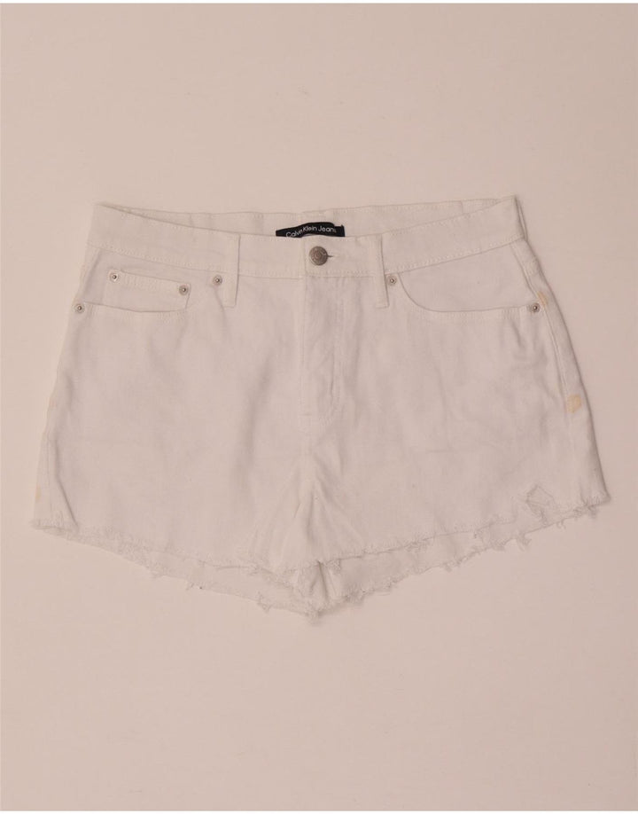 Pantalones cortos de mezclilla Calvin Klein para mujer W28 Algodón blanco mediano