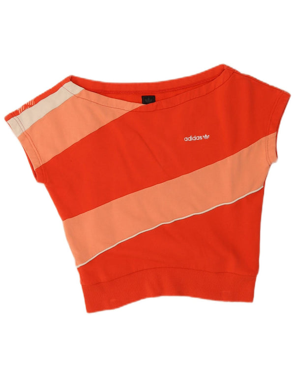 Adidas - Camiseta corta con gráfico para mujer, talla 40, color naranja medio