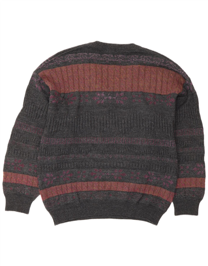 Il Granchio Suéter tipo jersey con cuello en V para hombre Grande Gris Fair Isle