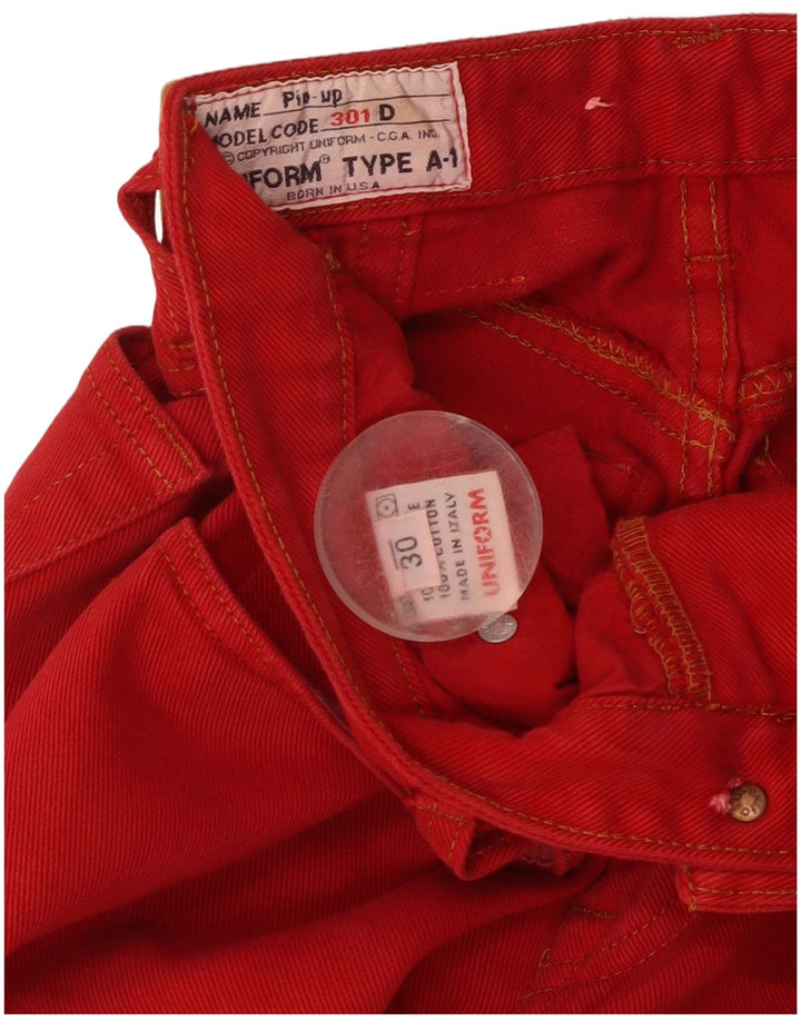 Vaqueros Uniformes De Cintura Alta Para Mujer W30 L29 Algodón Rojo