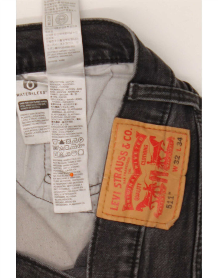 Levi's Hombre 511 Slim Jeans W32 L34 Algodón Negro