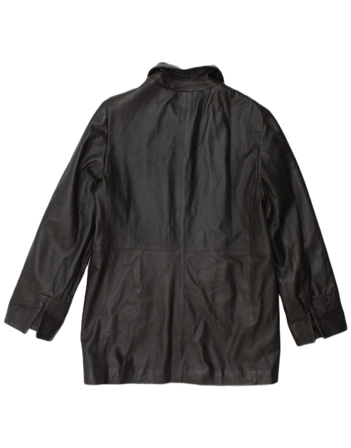 Vintage mujer chaqueta de cuero Reino Unido 14 cuero marrón medio