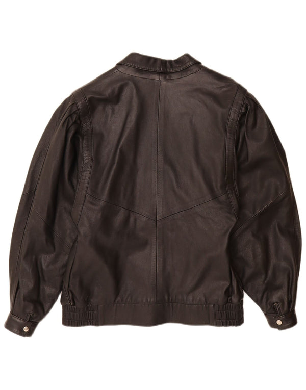 Chaqueta de cuero vintage para mujer IT 42 Medio Negro