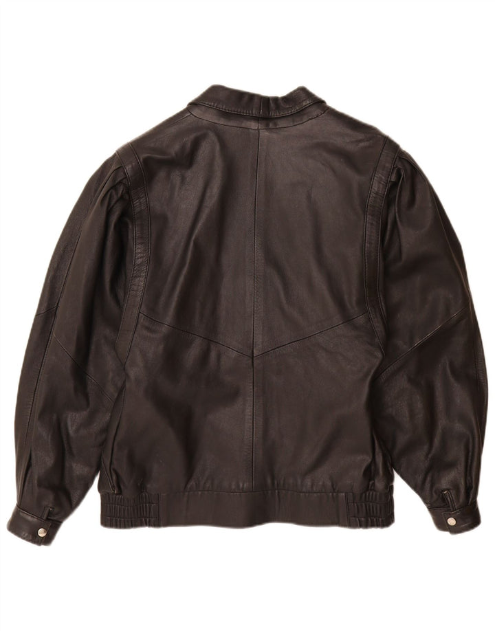 Chaqueta de cuero vintage para mujer IT 42 Medio Negro