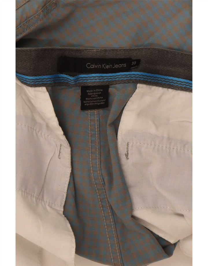 Pantalones cortos cargo Calvin Klein para hombre W33 Large Blue Gingham