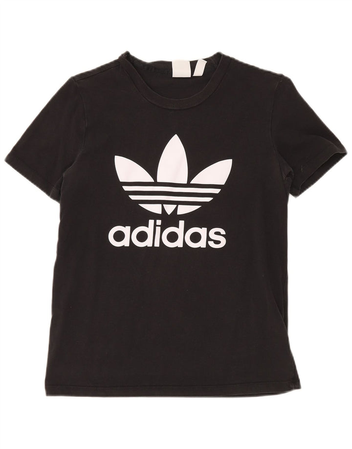Adidas Camiseta gráfica para mujer Top UK 12 Medium Black Cotton