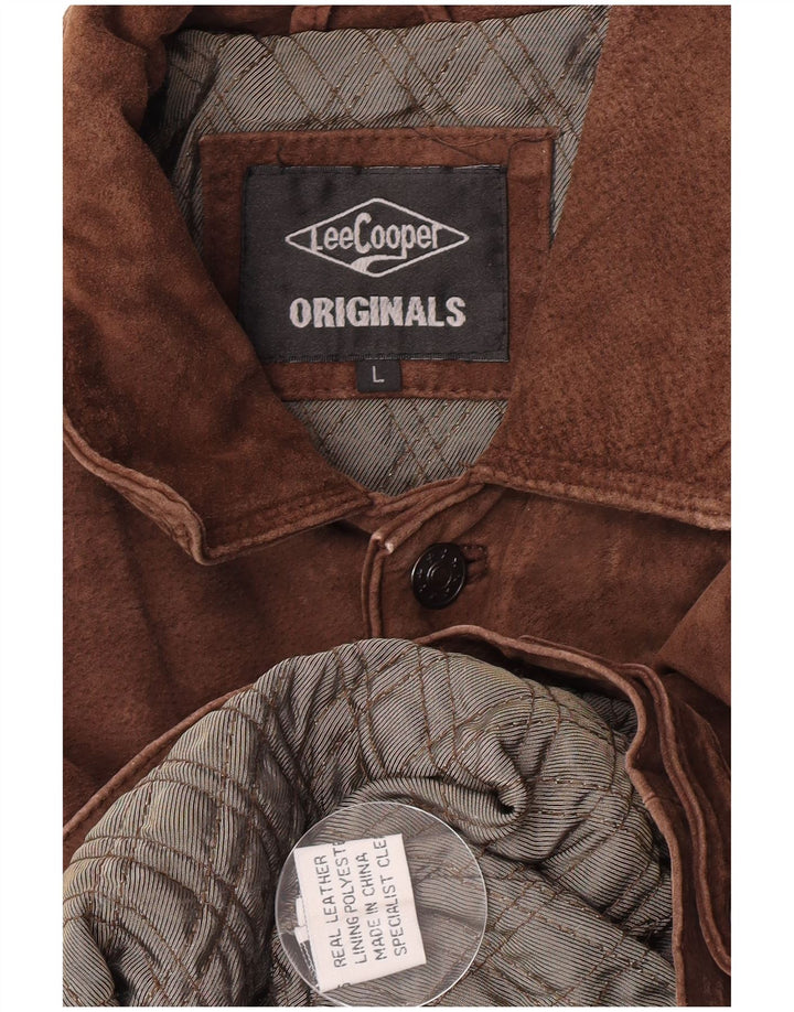 Lee Chaqueta de ante para hombre UK 40 Large Cuero marrón