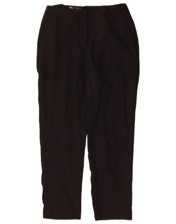 Zara Mujer Pantalones Chinos Slim De Cintura Alta Pequeño W27 L28 Poliéster Negro