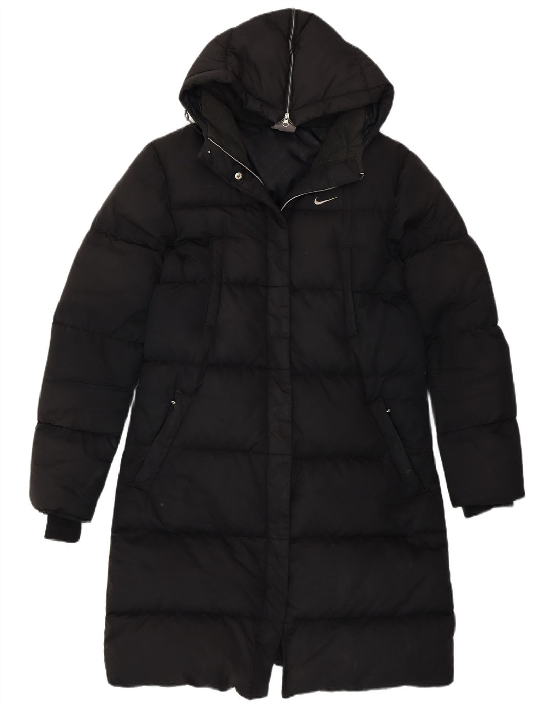 Nike Abrigo largo acolchado con capucha para mujer UK 8/10 Small Black