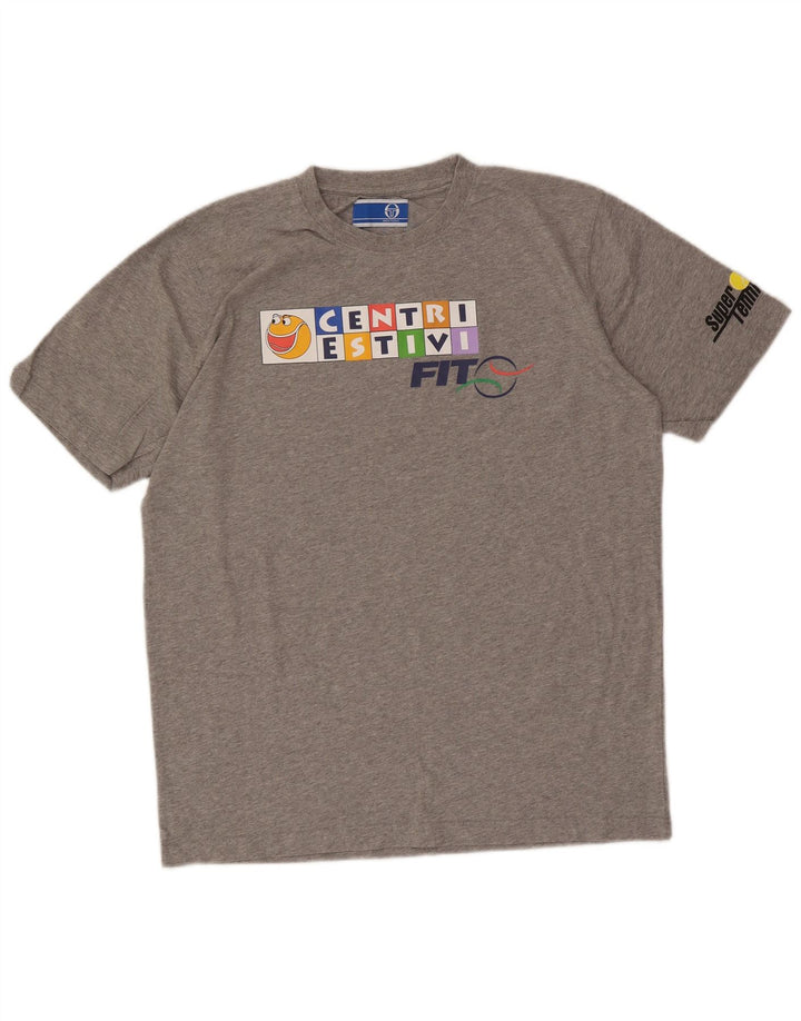 Sergio Tacchini Camiseta gráfica para hombre Top Grande Gris Algodón