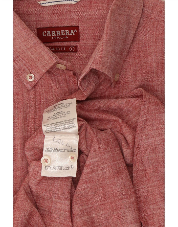 Carrera Camisa de manga corta para hombre de corte regular de algodón moteado rojo grande