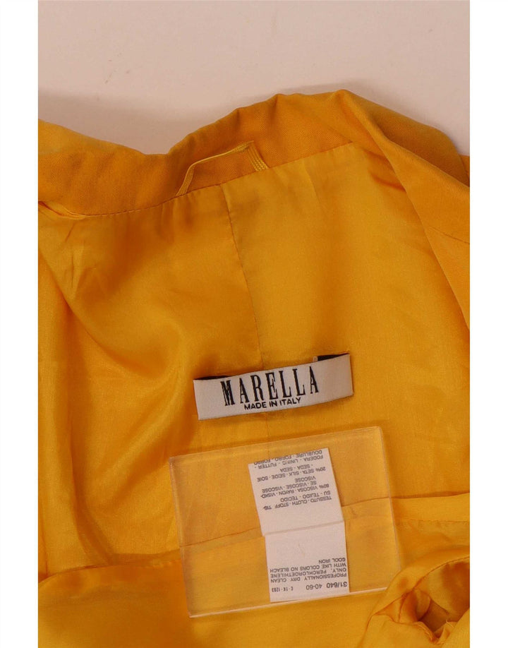 Marella Chaqueta Blazer de 3 Botones para Mujer UK 10 Small Viscosa Amarilla