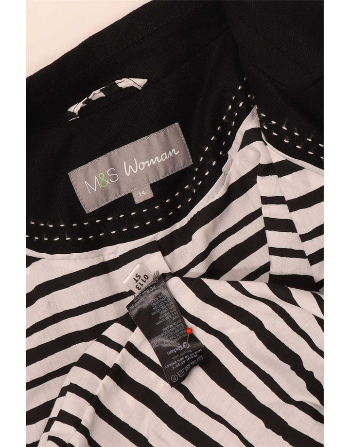 Marks & Spencer Chaqueta Blazer de 3 Botones para Mujer UK 44 Mediana Lino Negro