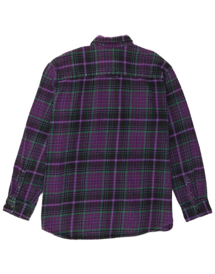 Pull & Bear Camisa De Franela Hombre XL Algodón A Cuadros Morado