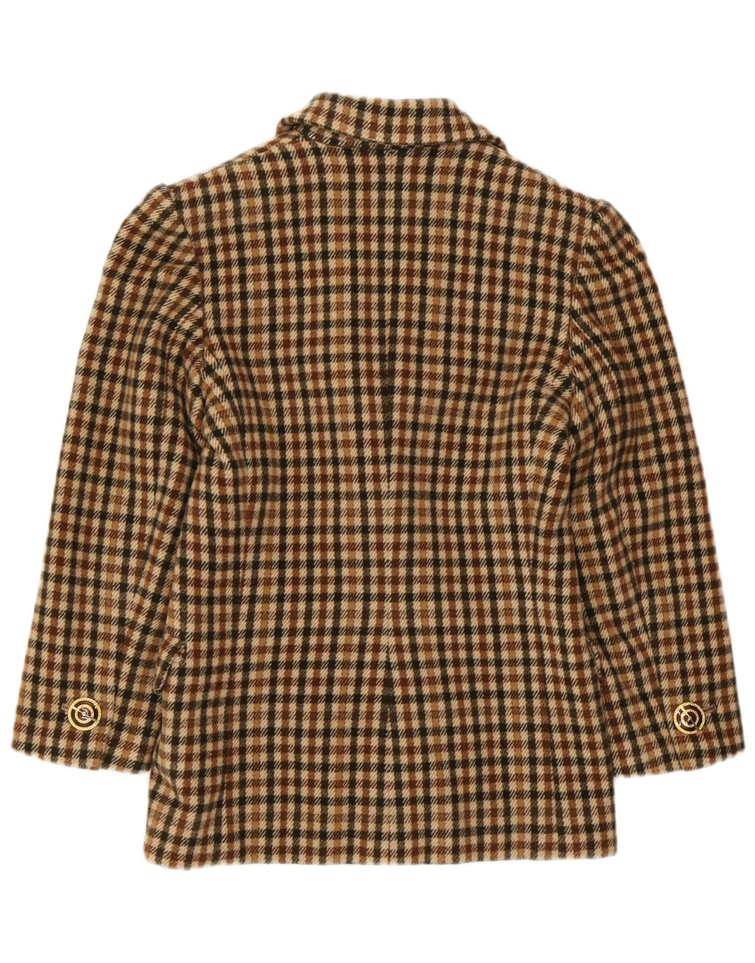VINTAGE Chaqueta Blazer de 2 botones para mujer Reino Unido 8 Pequeño Marrón Check