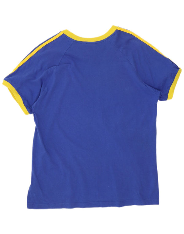 Adidas Hombre Camiseta Gráfica Top Grande Azul Algodón Deportes