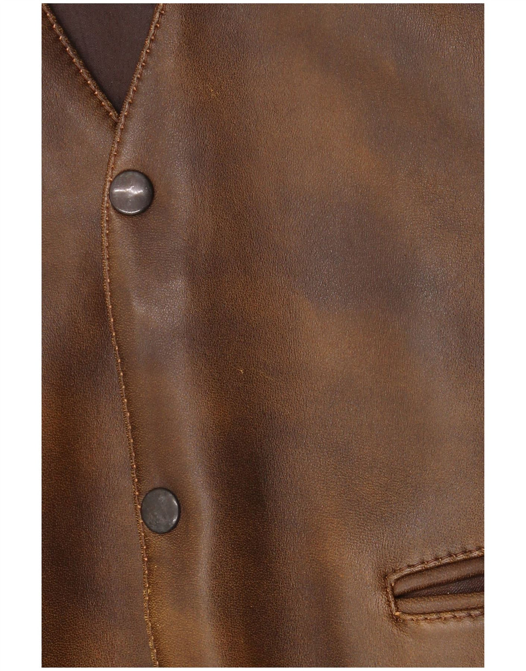 Chaleco de cuero vintage para hombre cuero marrón medio