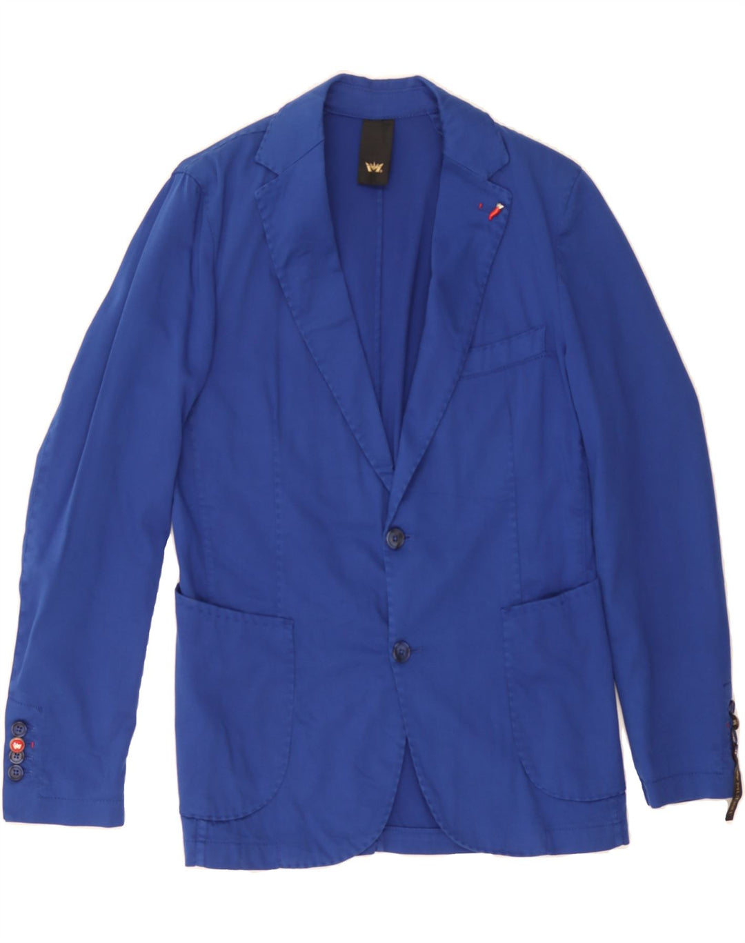 MULISH Mens 2 Button Blazer Jacket IT 46 Small Blue Polyester Vintage Mulish and Second-Hand Mulish from Messina Hembry 