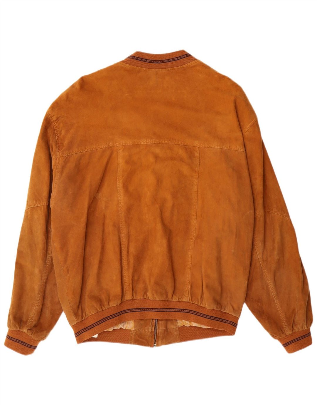 VINTAGE Chaqueta bomber de ante para hombre IT 50 Cuero marrón grande