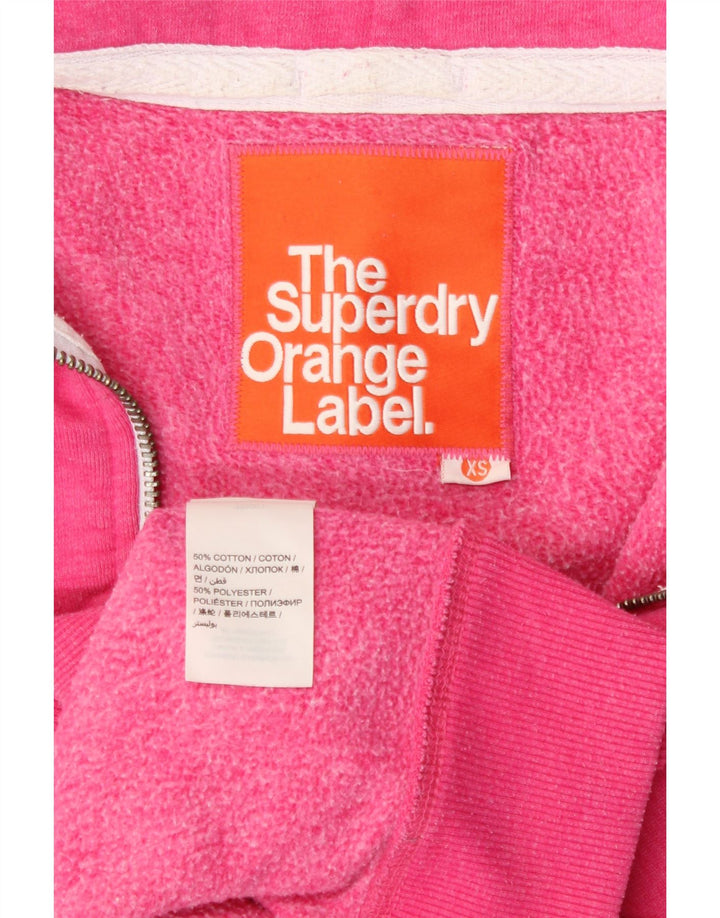 SUPERDRY Suéter con capucha y cremallera para mujer UK 6 XS Algodón rosa