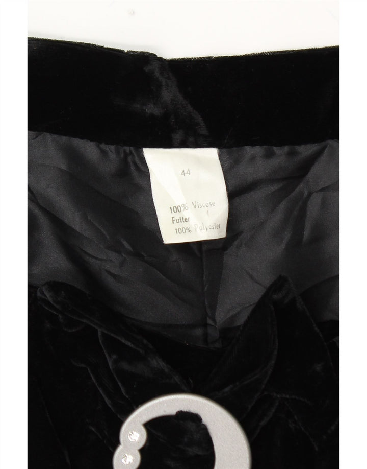 VINTAGE Falda acampanada de cintura alta de terciopelo para mujer IT 44 Medio W28 Negro