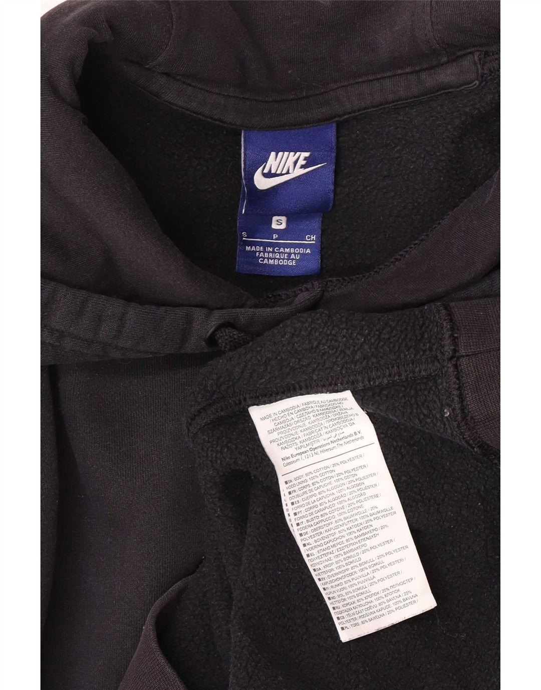 Nike Jersey con capucha de ajuste regular para hombre, talla pequeña, algodón negro