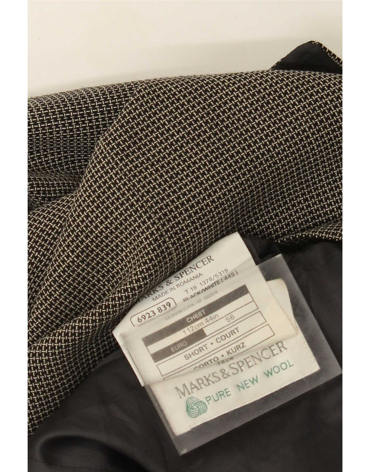 Marks & Spencer Chaqueta tipo blazer de 3 botones para hombre UK 44 XL Lana virgen gris a cuadros