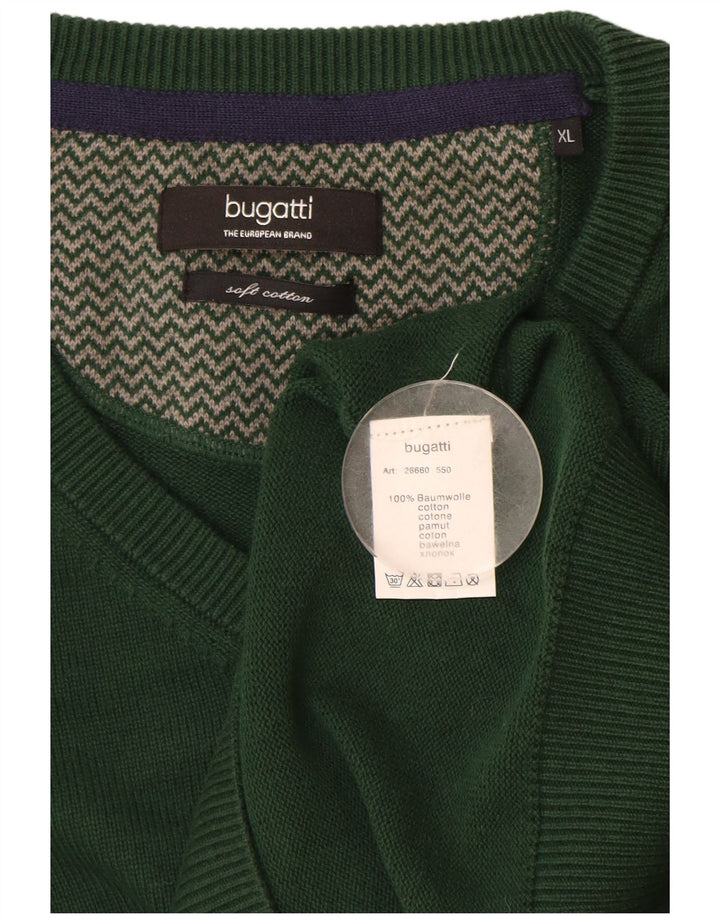 BUGATTI Jersey Hombre con Cuello en V XL Algodón Verde