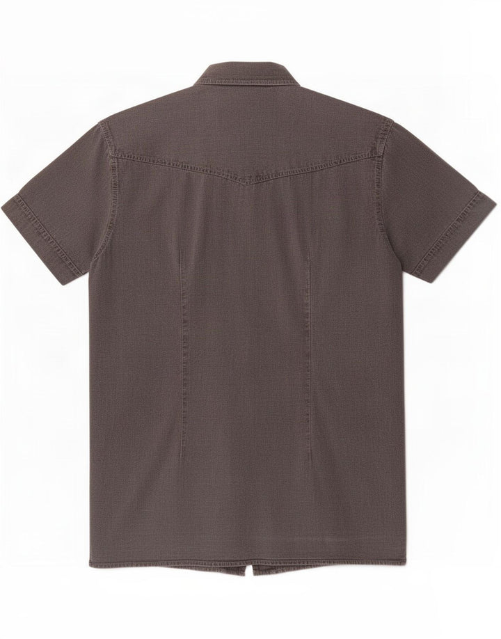 Camisa Militar De Manga Corta Lee Hombre Gris Medio Algodón