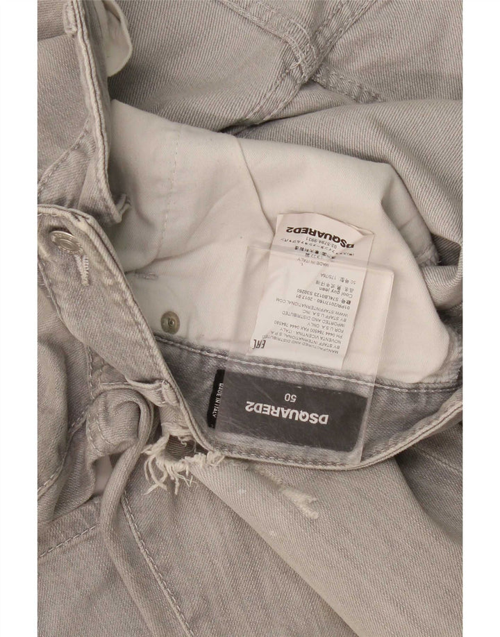 Dsquared2 Vaqueros ajustados desgastados para mujer IT 50 XL W36 L35 Algodón gris