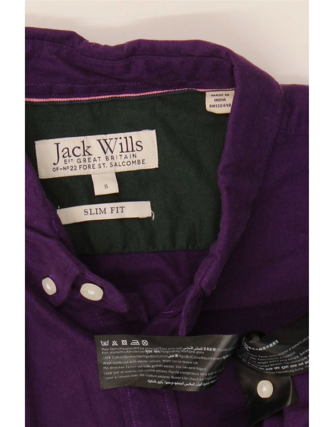 Camisa Jack Wills Hombre Slim Fit Algodón Morado Pequeño