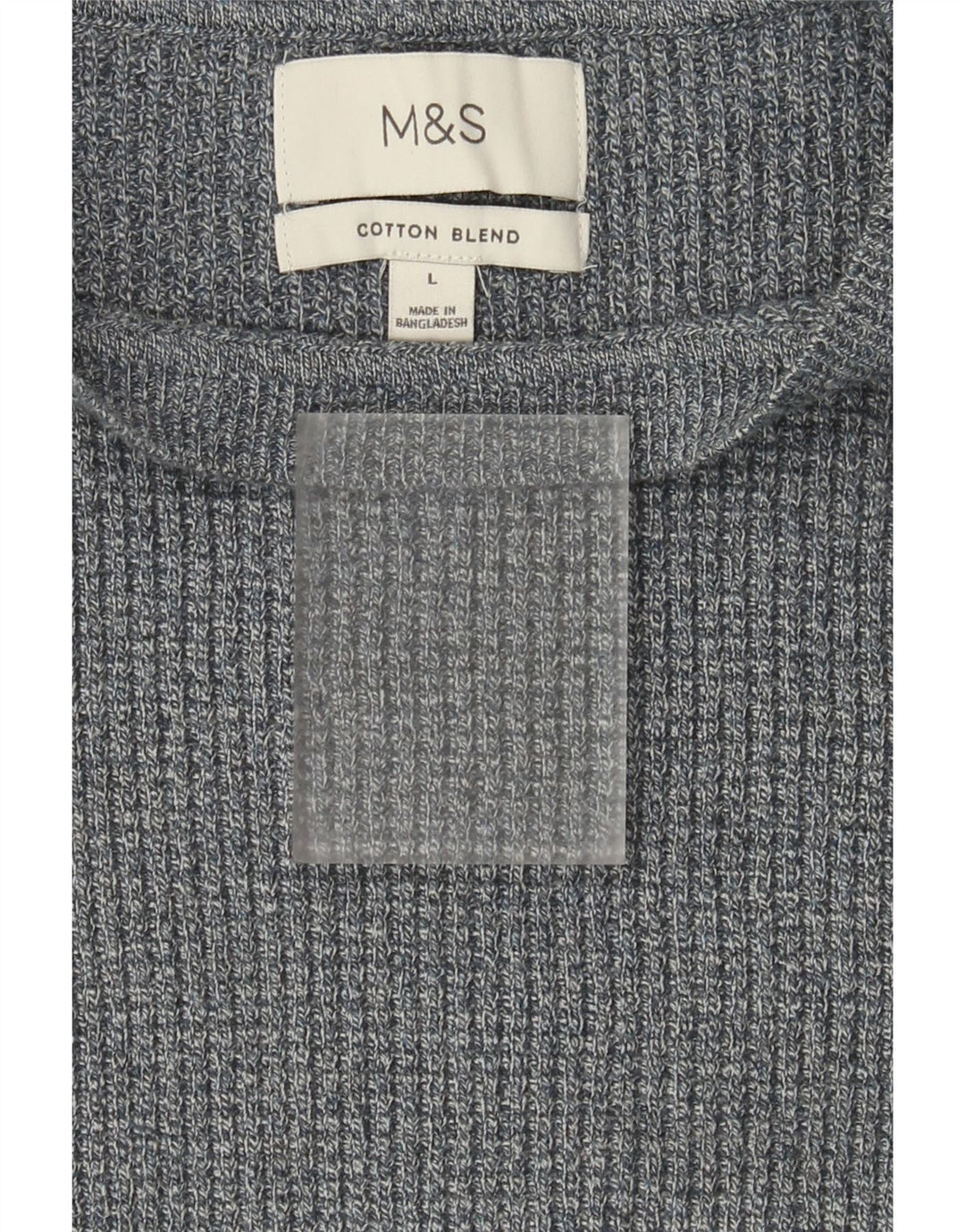 Marks & Spencer Jersey con cuello barco para hombre, talla grande, algodón moteado gris