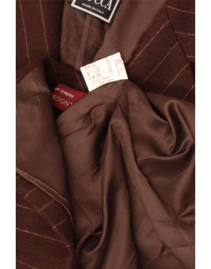 Cinzia Rocca Chaqueta Blazer de 2 Botones para Mujer UK 46 Grande Lana a Rayas marrón