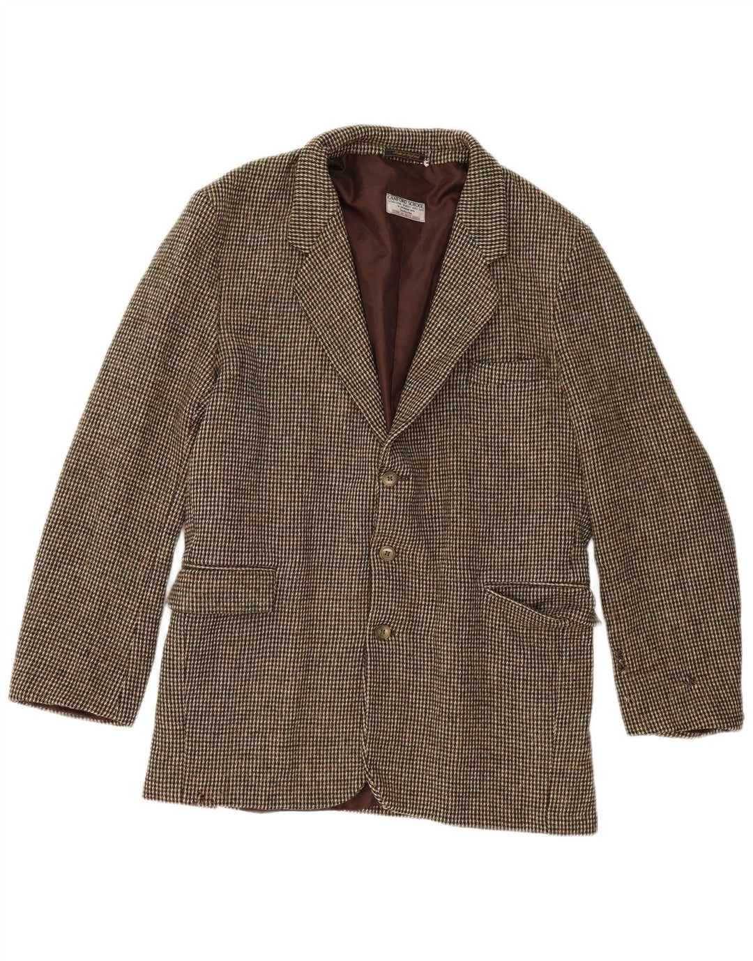 Harris Tweed Chaqueta tipo blazer de 3 botones para hombre UK 40 Large Brown Check Lana nueva