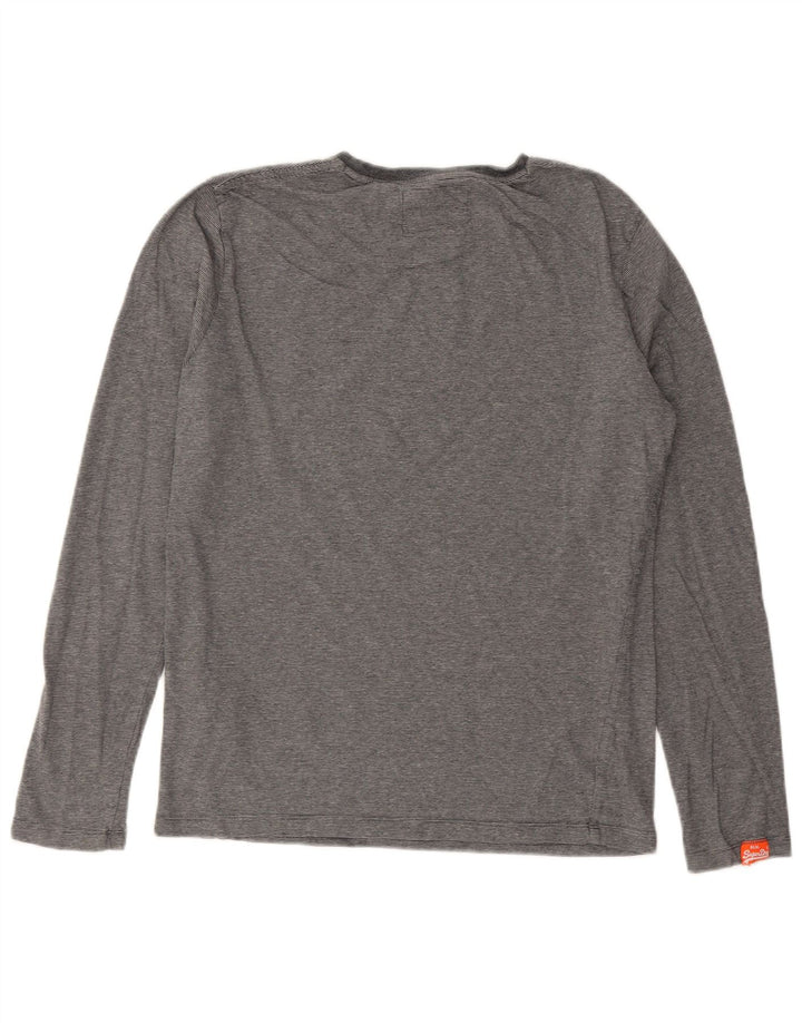 Camiseta Superdry para hombre de manga larga de algodón a rayas en gris medio