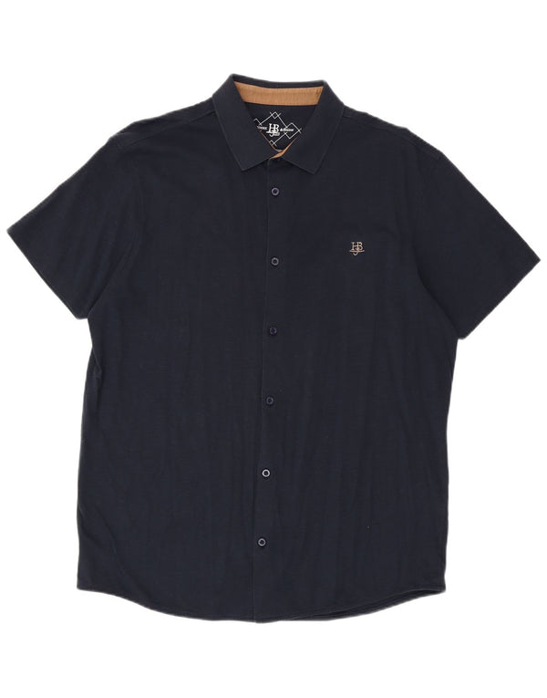 Harmont & Blaine - Camisa de manga corta para hombre, ajuste regular, talla 3XL, algodón azul marino