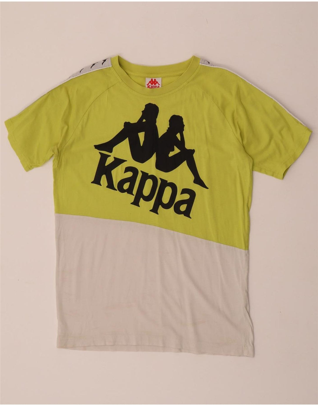 Kappa Hombre Camiseta Gráfica Top Algodón Color Block Verde Medio