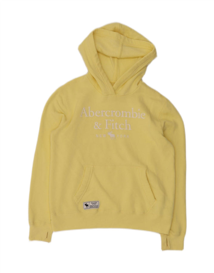 ABERCROMBIE & FITCH Jersey con capucha estampada para niña 13-14 años Algodón amarillo