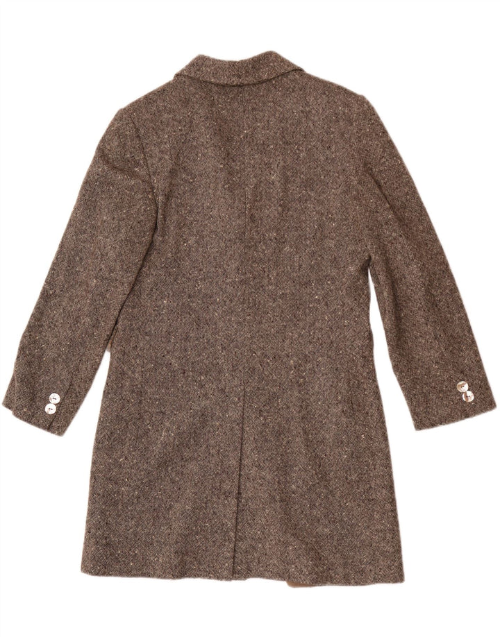 Vintage mujer abrigo Reino Unido 10 pequeña lana moteada beige
