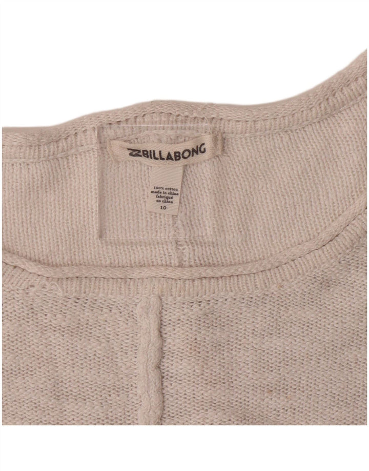 Billabong - Jersey para mujer con cuello barco, talla 10, algodón a rayas rosas pequeñas