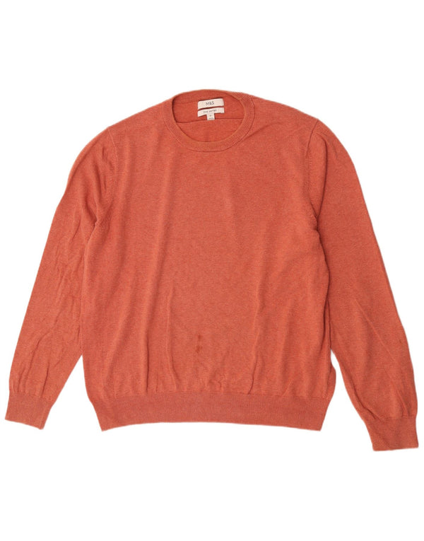 Marks & Spencer Jersey de Cuello Redondo para Hombre XL Algodón Naranja