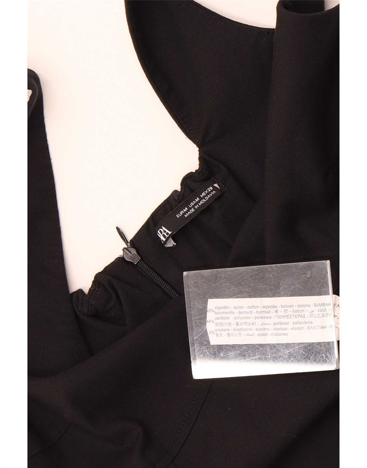 Zara Mujer Mini Vestido Vaina Sin Mangas UK 42 Mediano Poliéster Negro