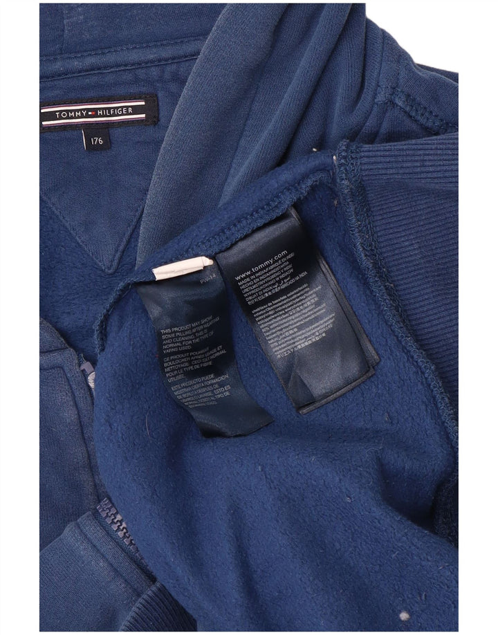 TOMMY HILFIGER Sudadera con capucha y cremallera gráfica para niños 15-16 años Algodón azul