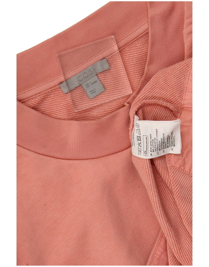 COS - Sudadera corta de gran tamaño para mujer, talla 10, algodón rosa pequeño