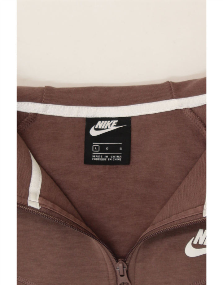 NIKE Womens Zip Hoodie Sweater UK 16 Large Brown Vintage Nike and Second-Hand Nike from Messina Hembry 