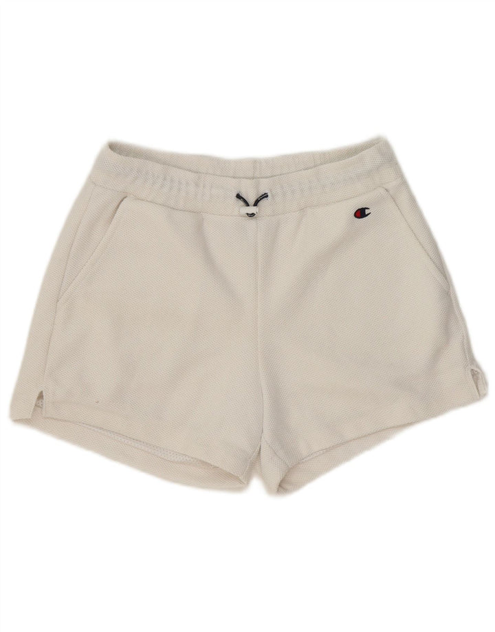 Champion Pantalones cortos deportivos para mujer UK 44 Poliéster blanco mediano