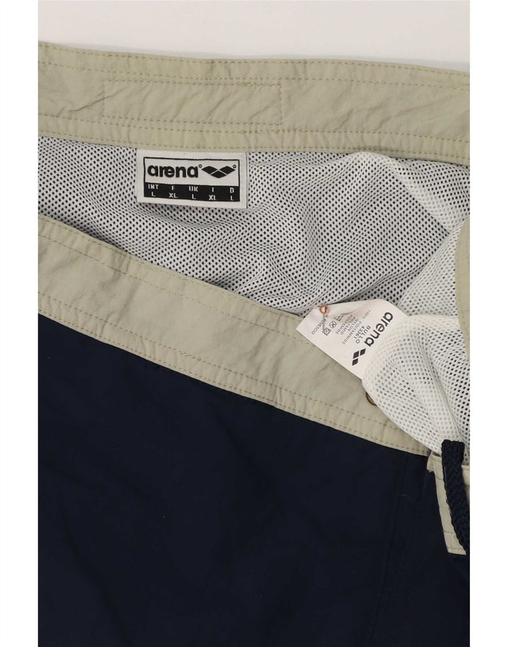 Arena Bañador para hombre, talla grande, azul marino, color block, poliéster
