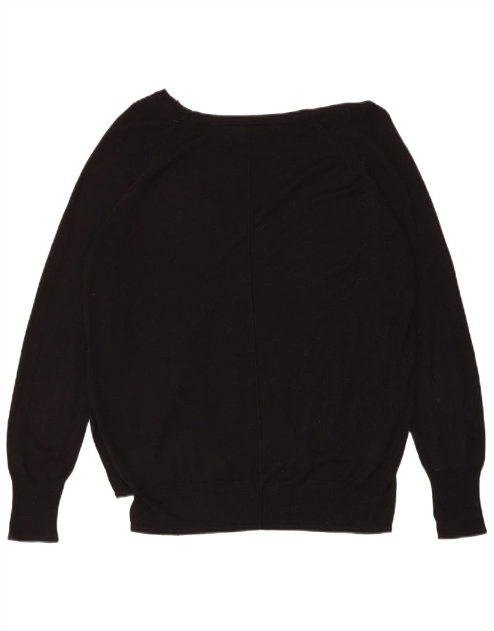 ZARA Jersey con cuello barco para mujer, talla 44, talla grande, sintético negro